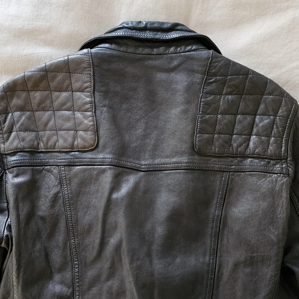 All Saints 'Conroy Textured Leather Biker' Jacket, XS
